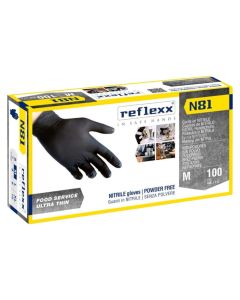 Doreza pune njëpërdorimshe, Reflexx, nitril, pa pudër, masa M, 100 copë, ngjyra e zezë