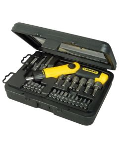 Set adaptor dhe 25 maja kaçavide, Stanley, 1 zgjatues, PH1, PH2, PH3, PZ5, PZ6, PZ7, T10, T15, T20, Hex 3,4,5 mm, 5, 6, 8, 9, 10, 11 mm, Cr-V
