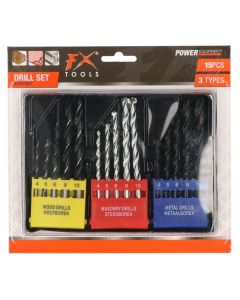 Set me punto, FX Tools, 15 copë, për dru, beton, metal, 4,5,6,8,10 mm
