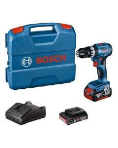 Cordless drill, Bosch, GSB 18V-45, 18 V, 2x2 Ah, 0-500/​0-1900 rpm, 21-45 Nm, drilling in metal 10 mm, drilling in concrete 10 mm, drilling in wood 35 mm (batteries included)