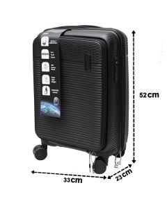 Valixhe udhëtimi, polipropilen, 20", W33 x D23 x H52 cm, e zgjerueshe, ngjyrë e zezë