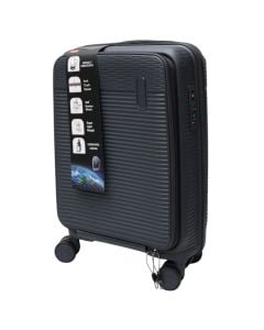 Travel suitcase, polypropylene, 20", expandable, dark gray