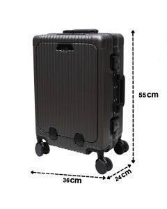 Valixhe udhëtimi, polikarbonat, 20", W36 x D24 x H55 cm, strukturë alumini, ngjyrë gri