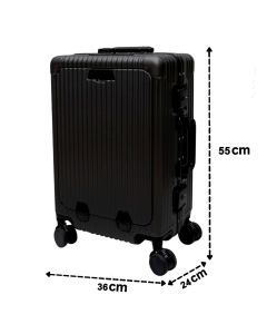 Valixhe udhëtimi, polikarbonat, 20", W36 x D24 x H55 cm, strukturë alumini, ngjyrë e zezë