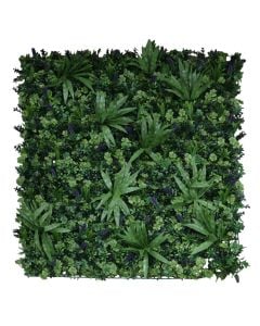 Artificial leaf fence, Giardino Verde, Lucky Blossom, 100x100 cm, 2600 gr/m², 1130 leaves/m², green and purple