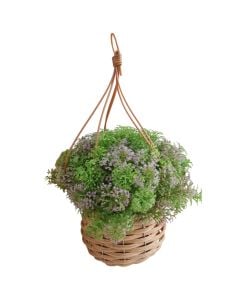 Artificial hanging basket, Giardino Verde, Houttuynia Cordata, 32x23cm, 0.21 kg, 76 leaves