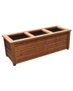 Wooden pots, TRIO 120, 116x43xH40 cm, 43x43xH38 cm, wood, chestnut color