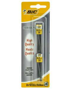 Mechanical pen leads, Bic, plastic, 17x5.6 cm, gray and yellow, 24 pieces