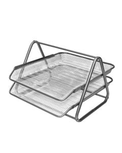 Mbajtëse dokumentash me dy kate, metal, 35x29x18.5 cm, gri, 1 copë