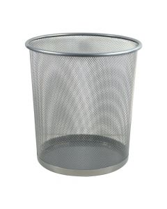 Circular metallic wastebasket gray 24x29.5x33.5cm