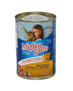 Cat food, Miglior Gatto, with chicken and turkey, 405 gr