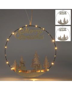 Decorative Christmas wreath with LED lighting, green color, D40 cm