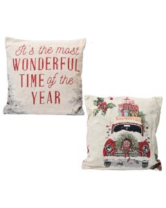 Pillow with Christmas motifs, polyester, L43 x W43 x H2.5 cm