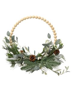 Decorative Christmas wreath, PE, green color with natural brown, D40 x H10 cm