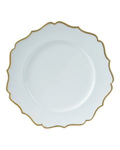 Pjate dekoruese, plastike, ngjyre e bardhe me konture gold, D33 cm