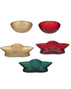 Candy holder, glass, red, Dia. 12  x  H. 4.5 cm