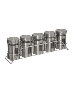 Spice holder set, stainless steel, silver, 9.3 x 6.4 x  H. 28.4 cm