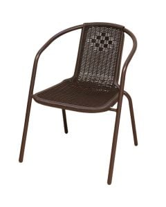 Armchair, metal frame/PP weave, brown color, W55xD59xH72cm