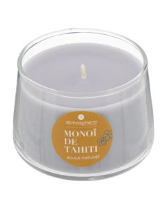 Scented candle with glass holder, tropical flower aroma, purple color, 110 gr