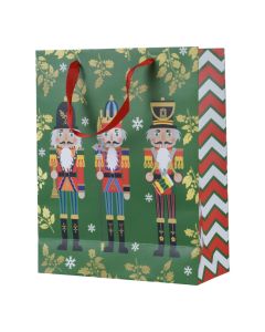 Gift bag with Christmas motifs, green color, L8xW18xH24 cm