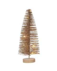 Small tree with Micro LED lighting, AA battery, gold color, D8xH20 cm, warm lighting