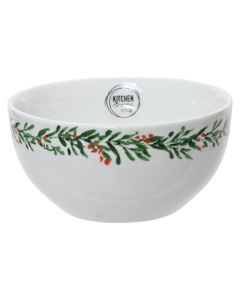 Porcelain bowl, Christmas motifs, white color, dia14.3-H6.8cm