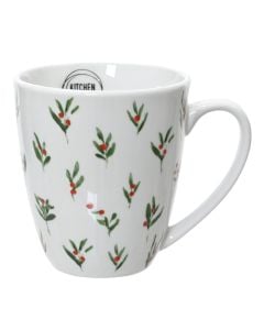 Teacup, Christmas motifs, white color, dia9-H10cm