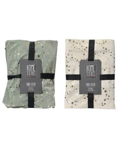 Shtroje per tavoline me motive Christmas, ngjyre mente/e bardhe, L140xW180 cm