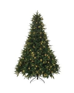New Year Tree with LED lighting, Balsamea fir, PE & PVC, green color, 240 cm, 2210 branches, 540 LED bulbs