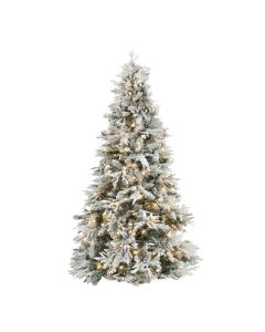 New Year's tree with LED lighting, Freiburg pine, PE & PVC, green with snow, 210 cm, 900 branches, 430 LED bulbs