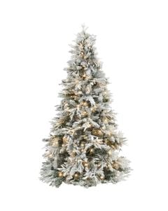 New Year's tree with LED lighting, Freiburg pine, PE & PVC, green with snow, 240 cm, 1388 branches, 540 LED bulbs
