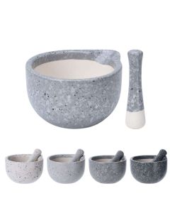 Pestle and Mortar, ceramic, grey, Dia. 10.5 cm