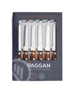 Set of steak knives (Pck 6), stainless steel, grey/brown, 21 cm