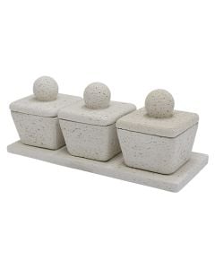 Spices holder set, ceramic, white, 30x12 cm