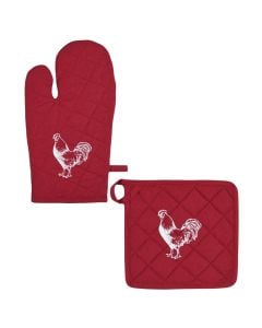 Kitchen gloves Nestor,  100% cotton, red, 20x20 / 16x33 cm