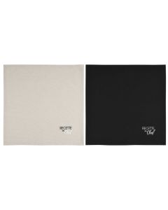 Kitchen towel Duo (Pck2),  100% cotton, black/linen, 40x40 cm