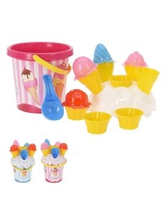 Loder rere per plazh, kove me akullore dhe lopata, 17 cm, ngjyra te ndryshme