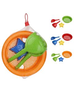 Loder rere per plazh, lopata dhe forma rere, 4 cope, ngjyra te ndryshme