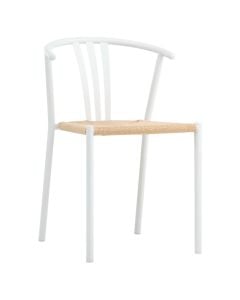 Armchair, TAG, white frame, beige seat, 51x53xH74 cm