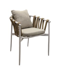 Armchair, Formosa, cream structure, cream seat, beige textile, 61x59xH73 cm