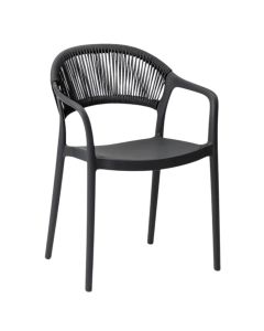 Outdoor chair, PP, PE weave, dark gray color, 57x54xH80 cm