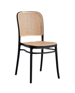 Outdoor armchair, PP, black with beige rattan, 41x54xH85 cm