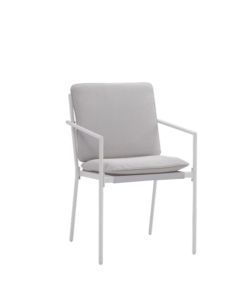 Outdoor armchair, metal, white, gray slats, 52x57.5xH79 cm