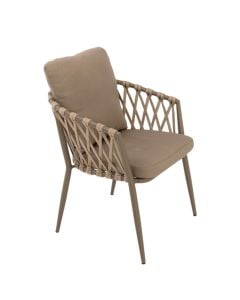 Outdoor chair, metal, beige structure, beige slats, 59.5x59xH77 cm