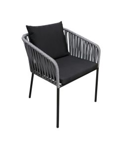Outdoor chair, metal, anthracite structure, black slats, anthracite weave, 59.5x59.5xH77 cm