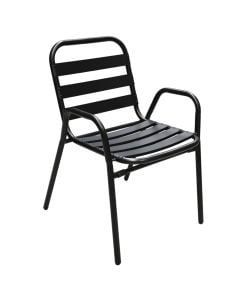 Outdoor armchair, metal, black, 54x5xH76 cm