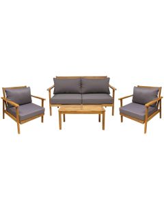 Set per ambient te jashtem, dru tropikal Acacia, 2 kolltuk tek + 1 kolltuk dopio + tavoline, teku 82x78.5xH83 cm, dopio 152x78.5xH65 cm, tavolina 90x45xH42 cm