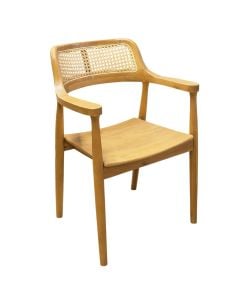 Karrige me krahe per ambient te jashtem, dru tropikal Teak + rattan, 58x58xH85 cm
