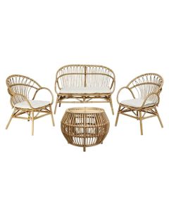 Outdoor rattan set outdoor, 2 single armchairs + 1 double sofa + 1 table, single 80xD65xH85 cm, sofa 130xD65xH85 cm, table D60xH45 cm