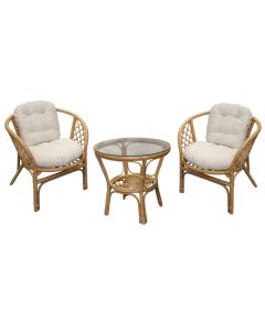 Rattan set for outdoor environment, 2 chairs + 1 table, chairs 70xD66xH73 cm, table D55xH50 cm